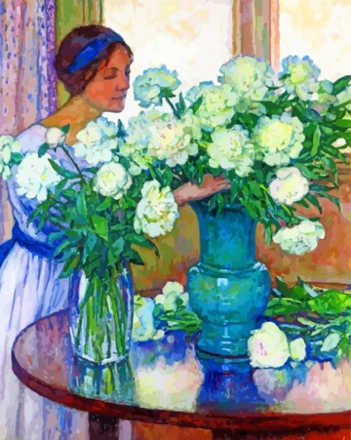 Woman Arranging Roses Art paint by number