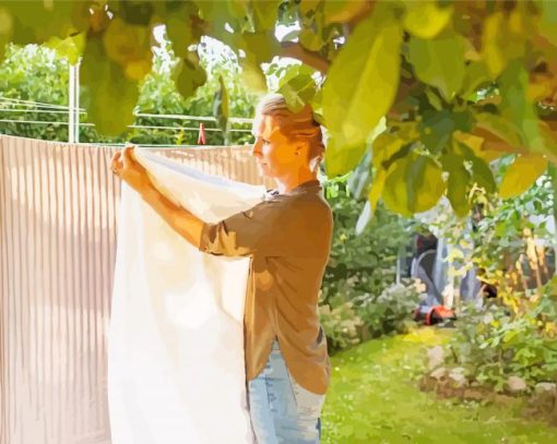 Women Hanging Laundry paint by number