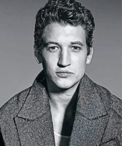 Black And White Miles Teller Actor paint by number