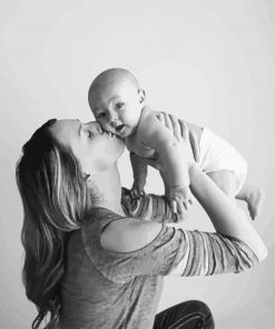 Black And White Mother With Baby Boy paint by number