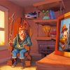 Cartoon Old Man Fishing paint by number