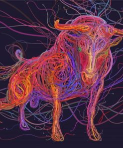 Colorful Bull With Horns paint by number