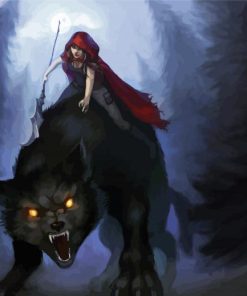 Cool Red Riding Art paint by number