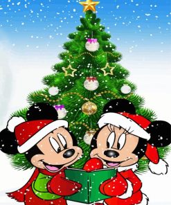 Cool Minnie And Mickey Mouse Christmas paint by number