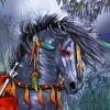 Grey Tribal Horses paint by number