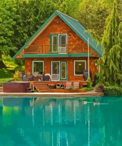 Lake Side Cabins Paint by number