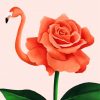 Pink Flamingo With Rose paint by number