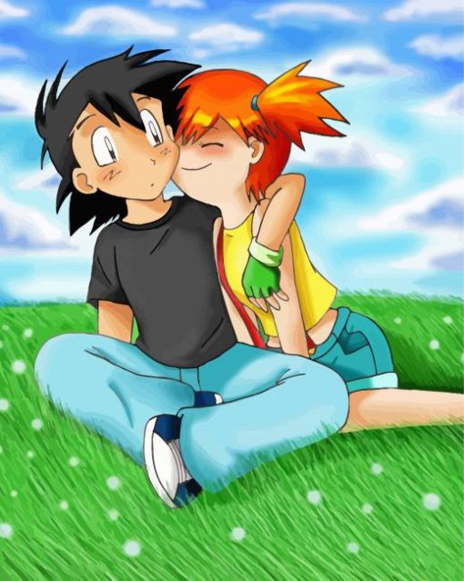 Pokemon Misty And Ash Art paint by number