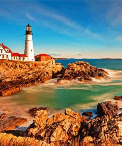 Portland Headlight Maine paint by number