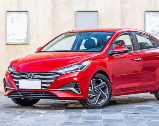 Red Hyundai Verna paint by number