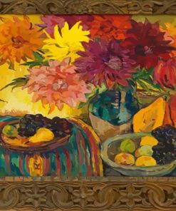 Still Life With Fuits And Dahlias By Irma Stern paint by number