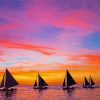 Sunset With Boats paint by number