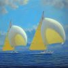 Two White Sailboats Art paint by number