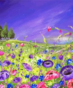 Violets And Poppies paint by number