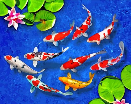 9 Koi Fish In Water paint by number