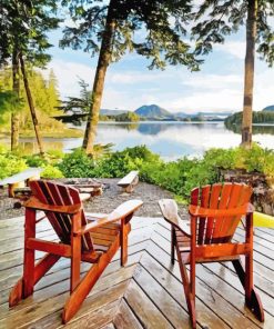 Adirondack Chair By Lake paint by number