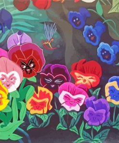 Alice In Wonderland And Flowers paint by number