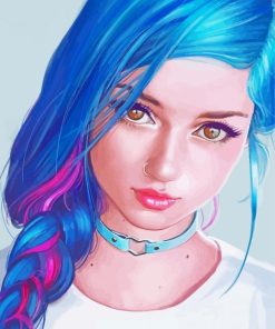 Anime Blue Haired Girl Art paint by number