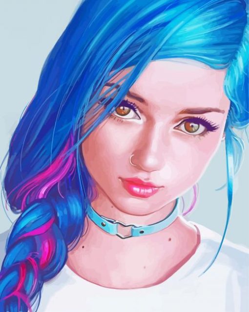 Anime Blue Haired Girl Art paint by number