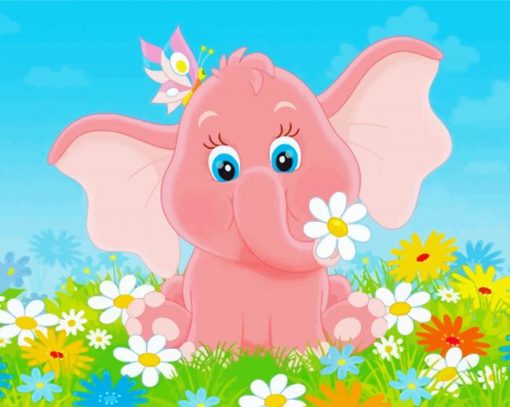 Baby Pink Elephant paint by number