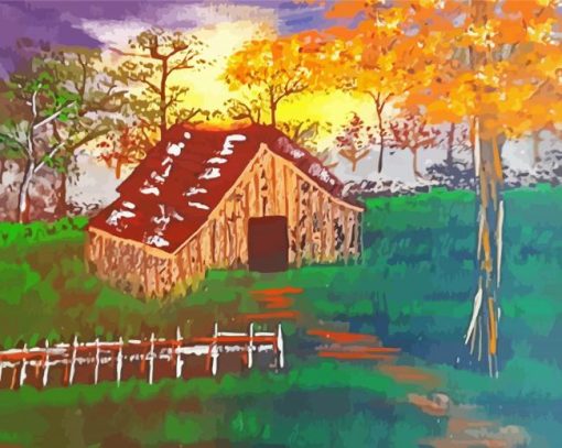 Barn In Meadow Art paint by number