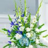 Blue And White Flowers In Vase paint by number