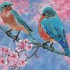 Blue Birds And Blossom paint by number