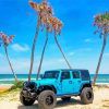 Blue Jeep On A Beach paint by number