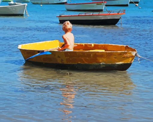 Boy And Sailboat paint by number