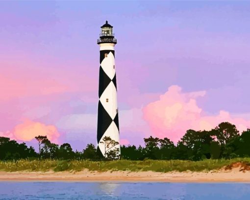 Cape Lookout Lighthouse paint by number