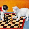 Cats Playing Chess paint by number