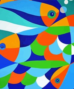 Colorful Abstract Fish paint by number