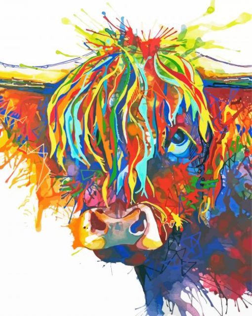 Colourful Highland Cows paint by number