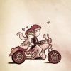 Couple Bikers Cartoon Art paint by number