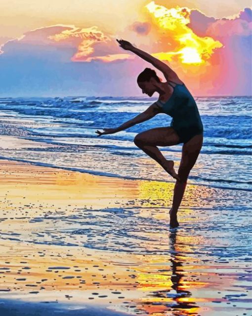 Dancer On Beach Sunset Paint by number