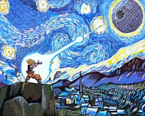 Dragon Ball Son Goku Starry Night Paint by number