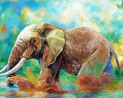 Elephant Bathing Paint by number