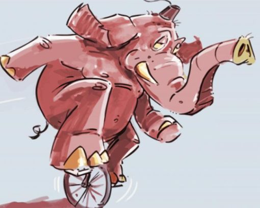 Elephant On A Unicycle Art paint by number