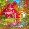 Fall With Barn paint by number