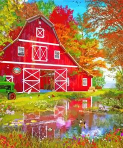 Fall With Barn paint by number