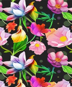 Floral With Black Background Art Paint by number