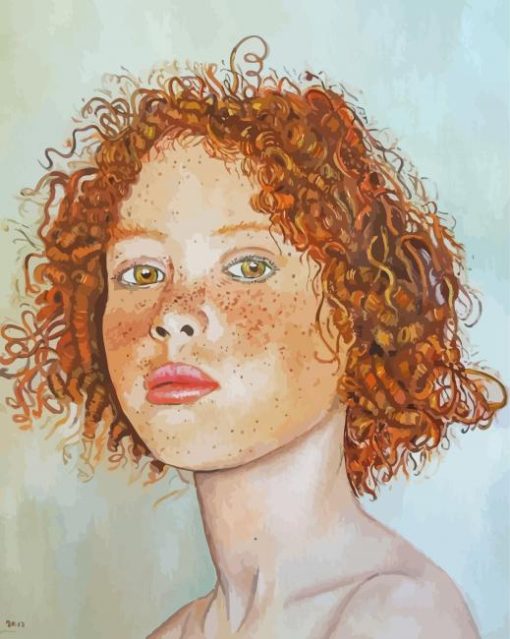 Ginger Curly Haired Girl paint by number