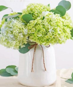 Green Flowers In Vase paint by number