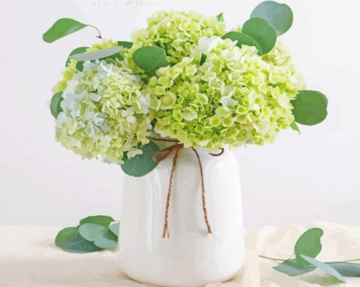 Green Flowers In Vase paint by number