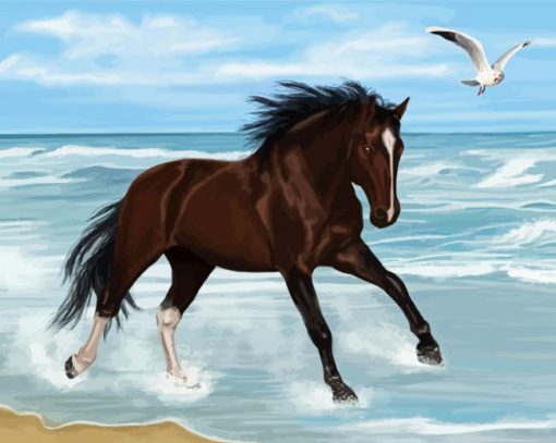 Horse On The Beach paint by number