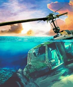 Huey Helicopters In Water paint by number