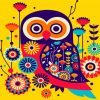 Illustration Owl And Flowers paint by number