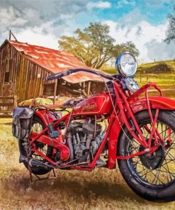 Indian Bike And Barn paint by number