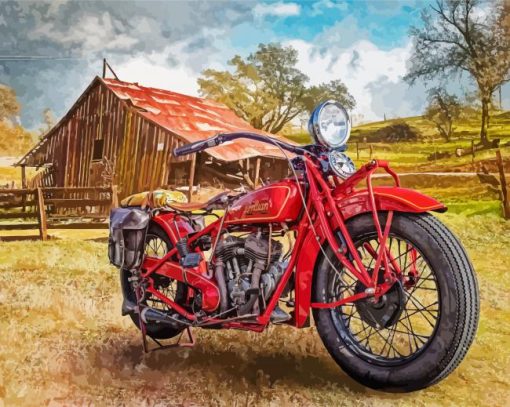 Indian Bike And Barn paint by number