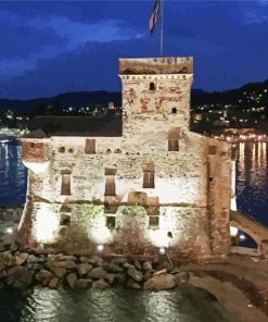 Italy Rapallo Castle At Night paint by number